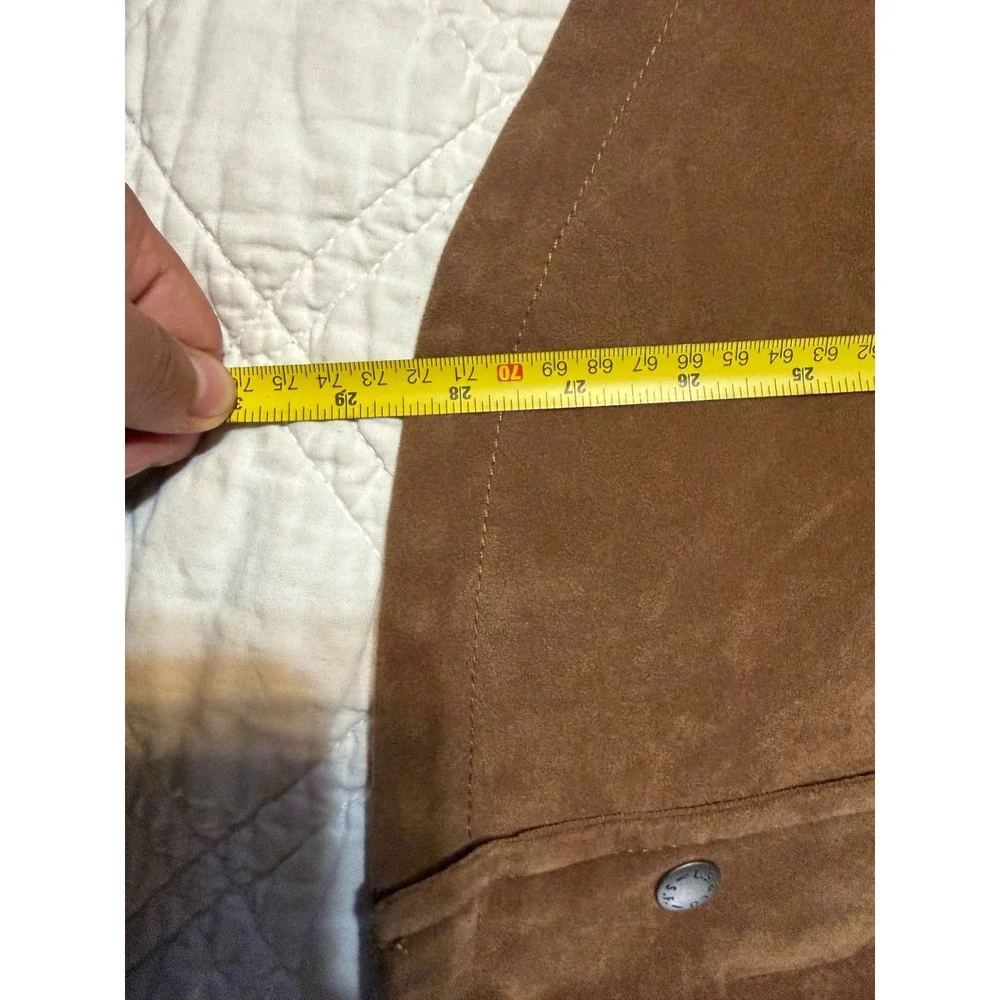 Levis Mens Faux Suede Trucker Jacket Brown Zip Front Snap Shirt Jacket Medium - Picture 12 of 13